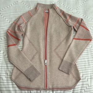 Smartwool Beige and Coral Zip-Up Women's Sweater Jacket